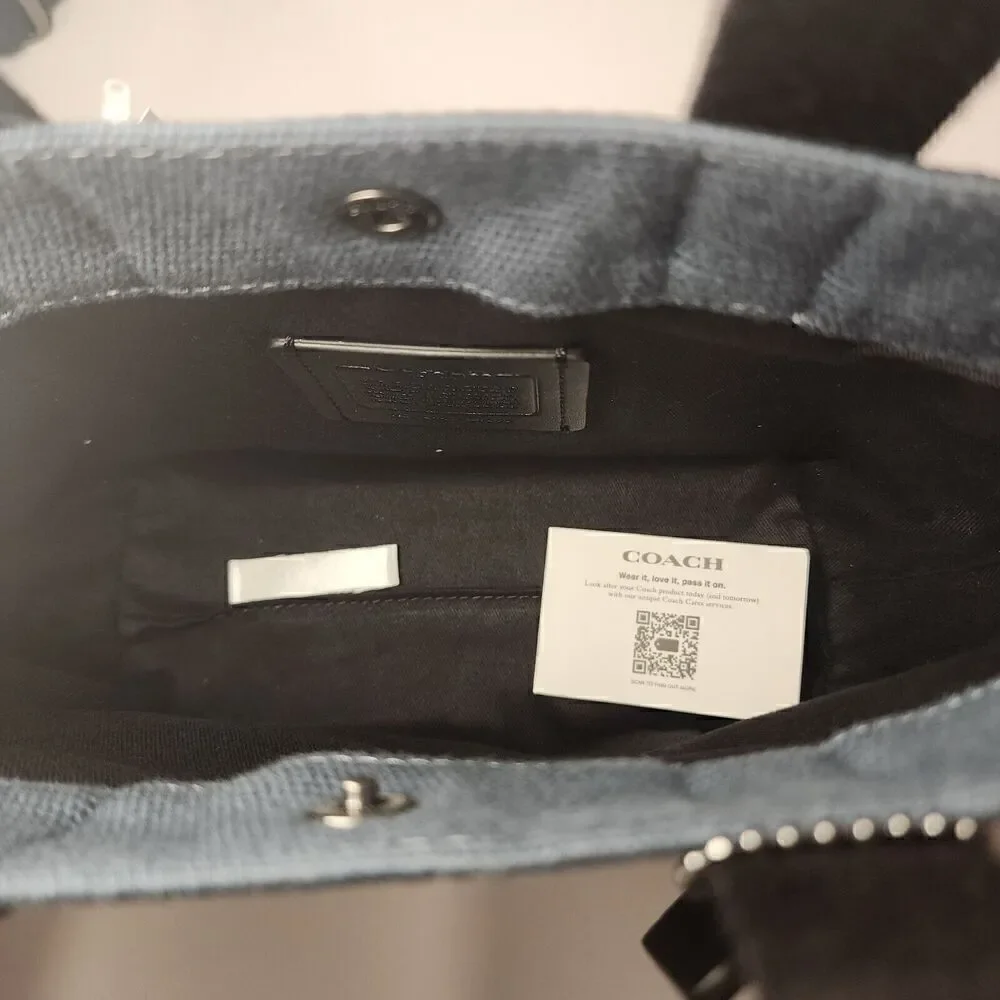 NWT Coach CU299 MEN'S Tote 20 In Colorblock QB Denim Midnight Navy